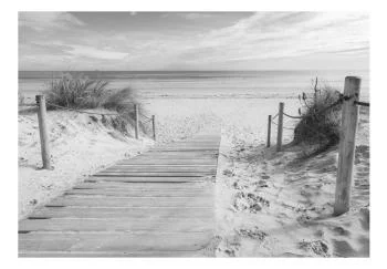 Fototapeta - Na plaży - czarno-biały pejzaż - obrazek 2
