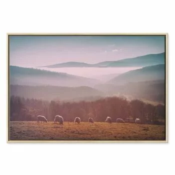 Obraz - Owce na tle górskiego krajobrazu (1-częściowy) - zwierzęta w naturze - obrazek 2