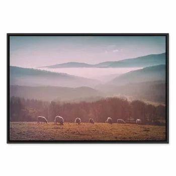 Obraz - Owce na tle górskiego krajobrazu (1-częściowy) - zwierzęta w naturze - obrazek 2