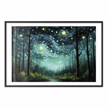 Plakat - Gwieździsta noc - współczesna wersja nocnego nieba Van Gogha - obrazek 2