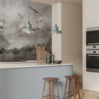 Fototapeta - Łabędzi lot - abstrakcyjny krajobraz ptaków nad jeziorem z teksturą - obrazek 5