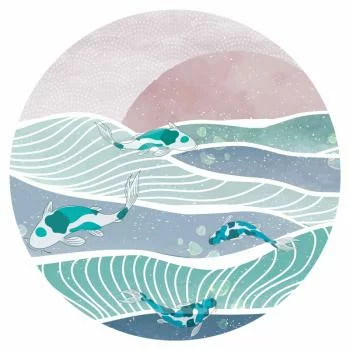 Fototapeta okrągła - Ryby na falach - obrazek 2