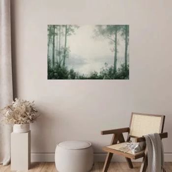 Plakat - Lasek i staw w spatynowanej zieleni - obrazek 2
