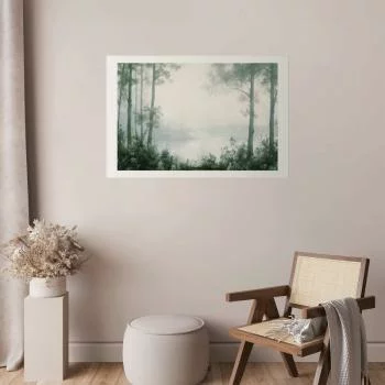 Plakat - Lasek i staw w spatynowanej zieleni - obrazek 2