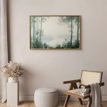 Plakat - Lasek i staw w spatynowanej zieleni - obrazek 2