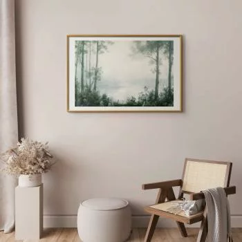 Plakat - Lasek i staw w spatynowanej zieleni - obrazek 2