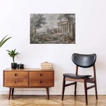 Plakat - Świątynia na wzgórzu - grecka architektura w stonowanej kolorystyce - obrazek 2