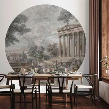 Fototapeta okrągła - Świątynia na wzgórzu - grecka architektura w stonowanej kolorystyce - obrazek 6