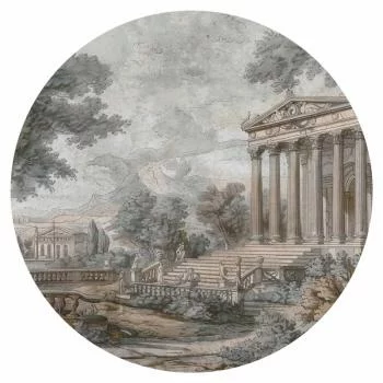 Fototapeta okrągła - Świątynia na wzgórzu - grecka architektura w stonowanej kolorystyce - obrazek 2