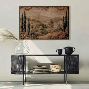 Obraz - Śródziemnomorski krajobraz - stary gobelin ze wzgórzem i jeziorem - obrazek 5