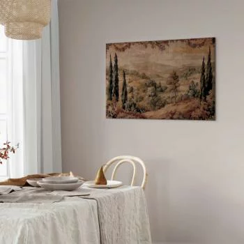 Obraz - Śródziemnomorski krajobraz - stary gobelin ze wzgórzem i jeziorem - obrazek 7