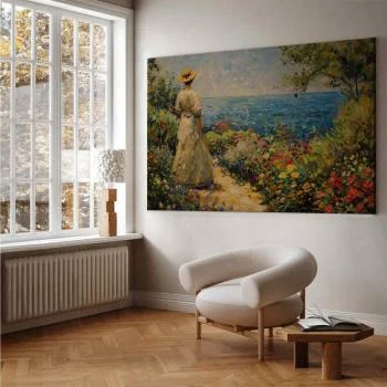 Obraz XXL - Nostalgiczna impresja - zamyślona kobieta kontempluje krajobraz - obrazek 6