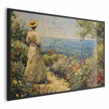 Plakat - Nostalgiczna impresja - zamyślona kobieta kontempluje krajobraz