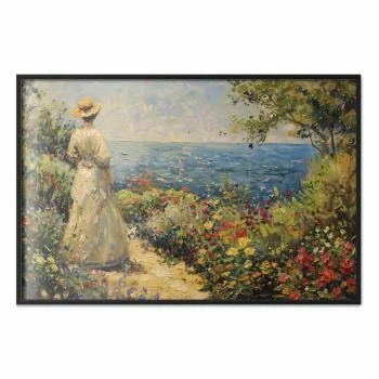 Plakat - Nostalgiczna impresja - zamyślona kobieta kontempluje krajobraz - obrazek 2