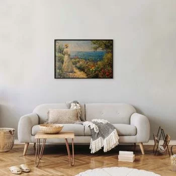 Plakat - Nostalgiczna impresja - zamyślona kobieta kontempluje krajobraz - obrazek 5