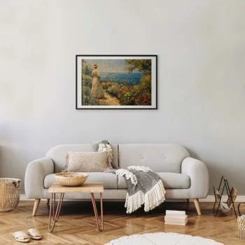 Plakat - Nostalgiczna impresja - zamyślona kobieta kontempluje krajobraz - obrazek 5