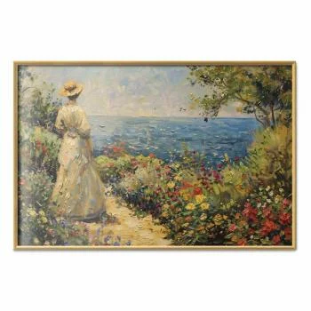 Plakat - Nostalgiczna impresja - zamyślona kobieta kontempluje krajobraz - obrazek 2