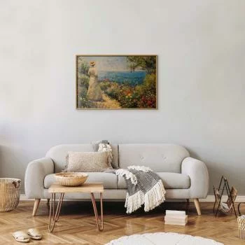 Plakat - Nostalgiczna impresja - zamyślona kobieta kontempluje krajobraz - obrazek 5