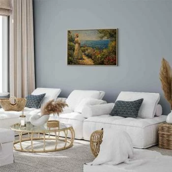 Obraz - Nostalgiczna impresja - zamyślona kobieta kontempluje krajobraz - obrazek 5