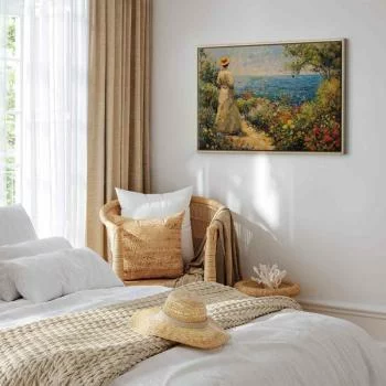 Obraz - Nostalgiczna impresja - zamyślona kobieta kontempluje krajobraz - obrazek 6