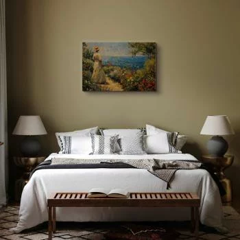 Obraz - Nostalgiczna impresja - zamyślona kobieta kontempluje krajobraz - obrazek 6