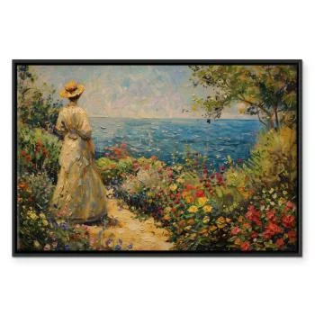 Obraz - Nostalgiczna impresja - zamyślona kobieta kontempluje krajobraz - obrazek 2