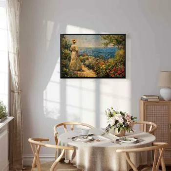 Obraz - Nostalgiczna impresja - zamyślona kobieta kontempluje krajobraz - obrazek 7