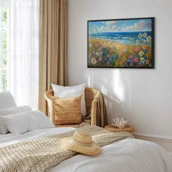 Obraz - Morski krajobraz - polne kwiaty i widok na wzburzone morze - obrazek 6