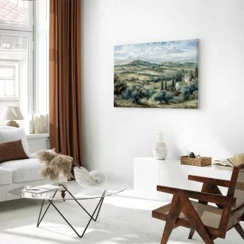 Obraz - Pejzaż z zielonymi polami i drzewami toskański słoneczny widok - obrazek 5