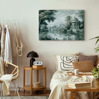 Obraz - Widok na park i jezioro retro vintage pejzaż w zieleniach - obrazek 6