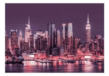 Fototapeta wodoodporna - Fioletowa noc nad Manhattanem - pejzaż architektury Nowego Jorku - obrazek 2