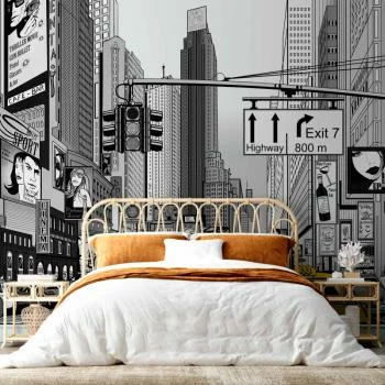 Fototapeta - Komiksowe miasto - ulica w Nowym Jorku w stylu popart - obrazek 5