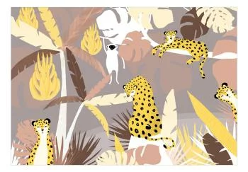 Fototapeta wodoodporna - Gepardy w dżungli - pejzaż egzotycznych zwierząt z palmami dla dzieci - obrazek 2