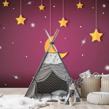 Fototapeta - Nieboskłon - pejzaż fioletowego nieba nocą z gwiazdami dla dzieci - obrazek 2