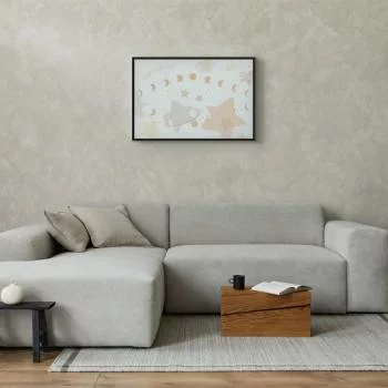 Obraz - Bajeczna galaktyka - Fazy księżyca w odcieniach żółci wśród gwiazdek w barwach beżu i popielu z gwiezdnym pyłem - obrazek 2