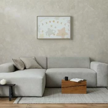 Obraz - Bajeczna galaktyka - Fazy księżyca w odcieniach żółci wśród gwiazdek w barwach beżu i popielu z gwiezdnym pyłem - obrazek 2