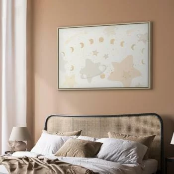 Obraz - Bajeczna galaktyka - Fazy księżyca w odcieniach żółci wśród gwiazdek w barwach beżu i popielu z gwiezdnym pyłem - obrazek 5