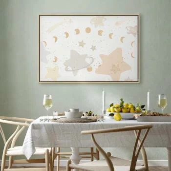 Obraz - Bajeczna galaktyka - Fazy księżyca w odcieniach żółci wśród gwiazdek w barwach beżu i popielu z gwiezdnym pyłem - obrazek 6