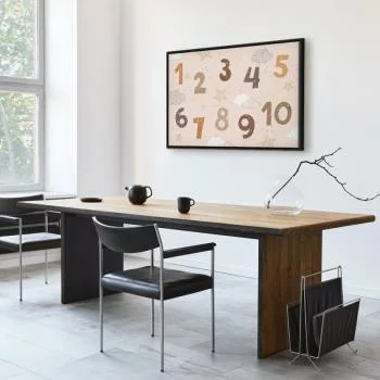 Obraz - Skaczące cyferki - Cyferki w przygaszonej beżowo-brązowej kolorystyce pośród płatków śniegu gwiazd i chmur - obrazek 6