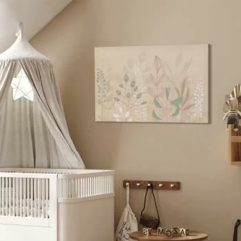 Obraz - Poranek na polanie - pastelowe różnorodne rośliny na beżowym tle - obrazek 6