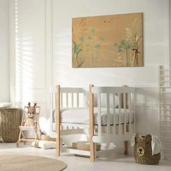 Obraz - Malutki ptaszek - kolorowe trawy na złotych odcieniach zachodu słońca - obrazek 6