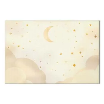 Obraz - Jasna noc - księżyc w towarzystwie wielu gwiazd na jasnym tle - obrazek 2