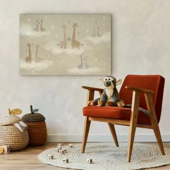 Obraz - Miłość - kolorowe żyrafy unoszące się na chmurach wśród serc i gwiazd - obrazek 5