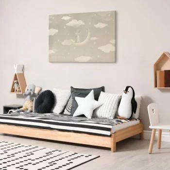 Obraz - Mały zdobywca - myszka w piżamce w serca na księżycu wśród chmur - obrazek 7