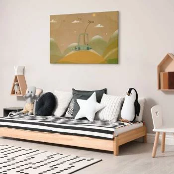 Obraz - Rozmarzona podróżniczka - wesoła żyrafa jadąca autem w słoneczny dzień - obrazek 6