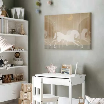 Obraz - Księżycowe rumaki - konie galopujące między drzewami w gwieździstą noc - obrazek 6