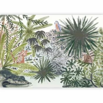 Fototapeta - Flora Madagaskaru - krajobraz tropikalny z akwarelowymi zwierzętami - obrazek 2