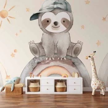 Fototapeta - Mały leniwiec wśród gwiazdek i tęcz - obrazek 6