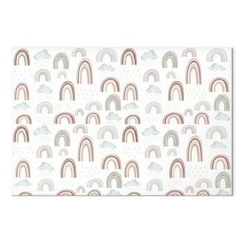 Obraz - Tęcze po burzy - Tęcze różnych wielkości w pastelowej kolorystyce wśród deszczowych chmur w odcieniu szaro-niebieskim - obrazek 2