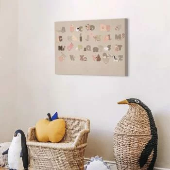 Obraz - Abecadło w zoo - radosne zwierzątka i ich nazwy na beżowym tle - obrazek 6